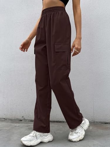 Leriya Fashion WomenS Parachute Cargo Pants  High Waist Flared Korean Trousers With Pockets | Trendy Casual Wear For Daily & Tra