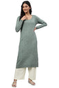 Aurelia Women Kashmir Mix Acrylic Solid Yarn Dyed Straight Kurta_22Noa13535-604376_L Green