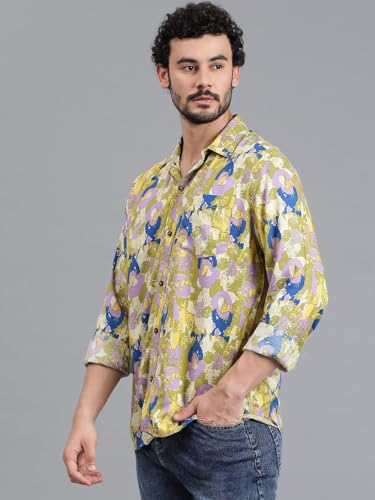Kotty MenS Relaxed Fit Printed Spread Collar Casual Shirt(Multicolor,Xl)