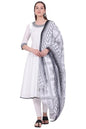 Aurelia Women's White Yarn Dyed Pure Cotton Anarkali with Leggings & Dupatta Set
