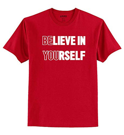 ADRO Believe in Yourself Design Printed T-Shirt for Men (RNR-S36-YOU-RD_Red_XL)