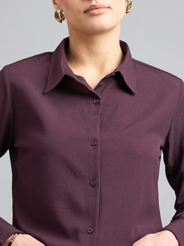 Style Quotient Women Maroon Solid Textured Shirt