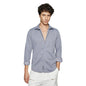 Campus Sutra Mens Coin Grey Waffle-Textured Shirt for Casual Wear | Spread Collar | Long Sleeve | Button Closure | Shirt Crafte