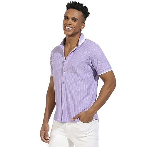 Campus Sutra Mens Regular Fit Shirt (CBSSSM23_CSMSSRT5654_Lavender