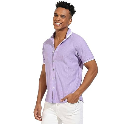 Campus Sutra Mens Regular Fit Shirt (CBSSSM23_CSMSSRT5654_Lavender