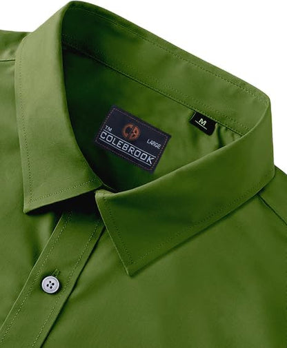 CB-COLEBROOK Mens Cotton Casual Classic Design Button Up Shirt with Chest Pocket, Male Clothes for Spring and Fall Business Occ