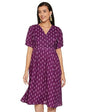 Ketch Polyester Womens Short Sleeve Regular Fit Dress Midi Kha1000037_Purple