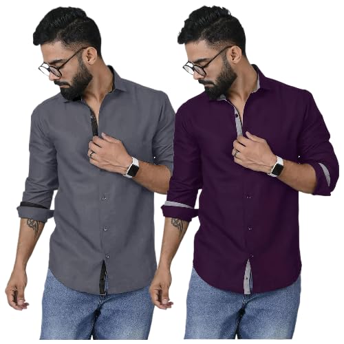 Pinkmint Combo Cotton Shirt for Men Button Down Spread Collar Shirt