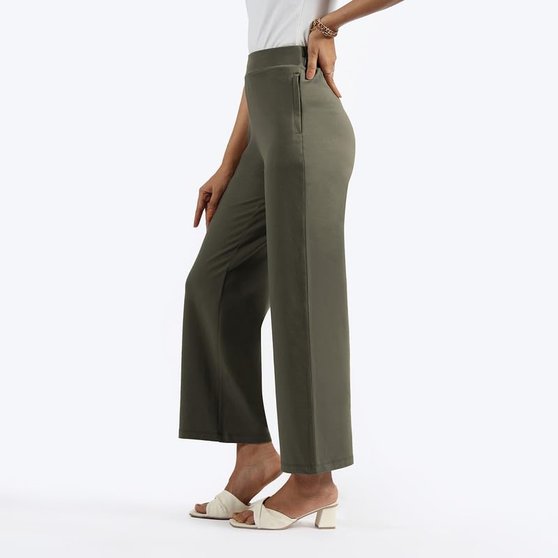 Blissclub Womens Work Utility Pants (AMPM_Wide_Gargi Green Seaweed