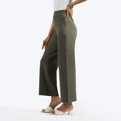 Blissclub Womens Work Utility Pants (AMPM_Wide_Gargi Green Seaweed