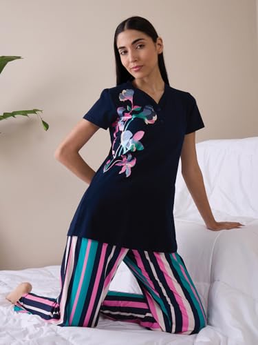 Sweet Dreams Women Printed Pyjama Set Navy