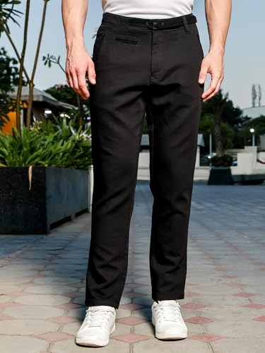 Thomas Scott Mens | Solid | Light Weight | 4 Pocket | Slant Pockets | Mid Rise | Slim Fit | Cotton Blend | Button Waist | Chino