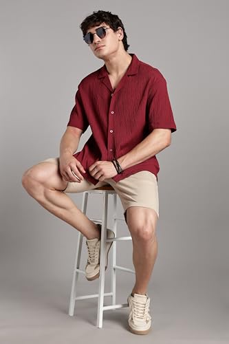 Fyltr MenS Solid Regular Fit Shirt (Fylss25Ms-1317_Pomegranate