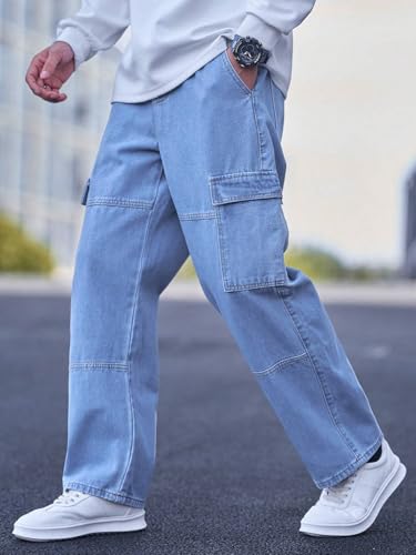 Tagas Men Relaxed Fit Denim Jeans | Multi Pocket Cargo JeanS Pant For MenS | Man Loose Fit Denim Jeanspant | Mdj-21 (In, Numer