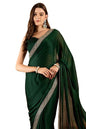 Cb-Colebrook Women'S Soft Satin Saree With Embroidered Sequin Border With Blouse Piece, Traditional Indian Ethnic Wear, Party, W