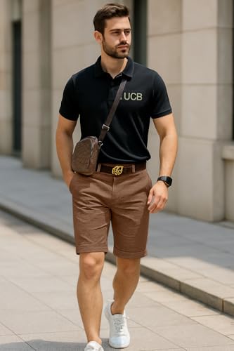Greciilooks Casual Men Shorts | Rich Regular Fit Solid Short With Side Pockets | Relaxed Fit Half Pants | Mid Rise Waist Brown