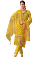 Varanga Women Floral Motif Thread Embroidered & Orangza Lace Detailed Kurta With Trouser & Dupatta