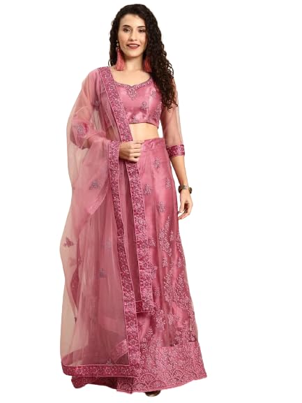 Patlani WomenS Multi Cording Semi-Stitched Lehenga Choli (Cording-Rust)