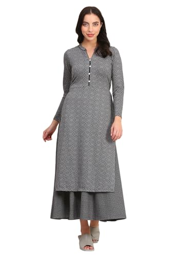 Aurelia WomenS Geometric Printed Yarn Dyed A-Line Grey Winter Dress (Size: L)-24Noa14717-704670