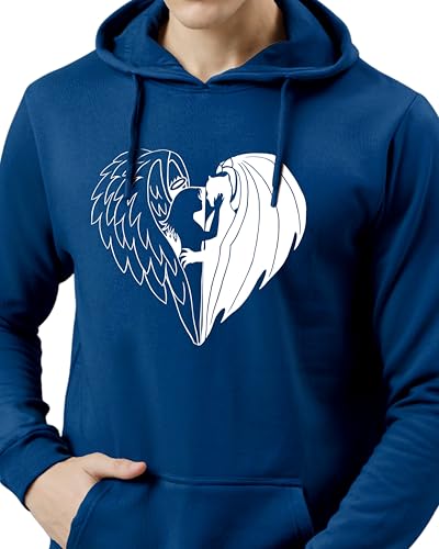 ADRO Men's Printed Hoodie | Cotton, Royal Blue | Size 36 | Model H24-DEVI-RB