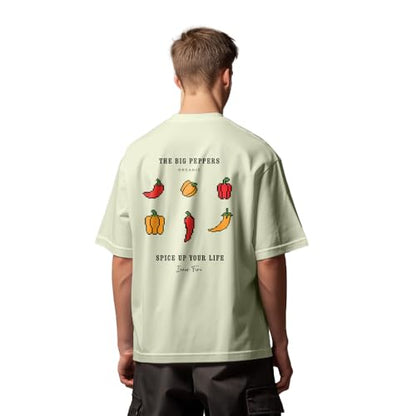 Nobero MenS Graphic Print Oversized Fit T-Shirt (1M-Twrt-C1096_Aloe Green
