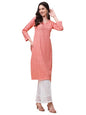 Gufrina WomenS Viscose Rayon Lucknowi Embroidery Work 3/4 Sleeve V- Nack Straight Kurta With Chikankari Embroidery Palazzo Set