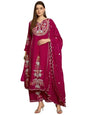 Serona Fabrics WomenS Faux Georgette Thread Embroidered Work Kurta With Palazzos & Dupatta
