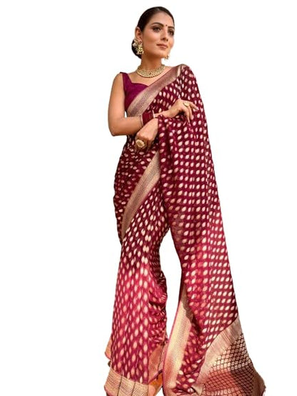 Flosive WomenS Kanjivaram Cotton Withtrendy And Grand Beautiful Rich Design Pallu. With Beautiful Full Body Weaving Jaquard Bor
