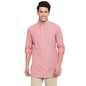 Fabindia Men Chinese Collar Short Kurta Cotton_Xxl Pink