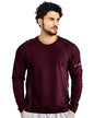 EYEBOGLER Mens Dry Fit Round Neck Full Sleeve Casual Tshirt Wine Melange