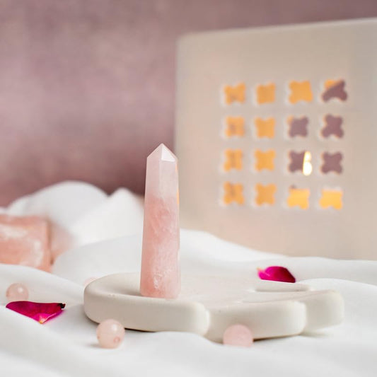 Astrotalk Love Attraction Crystal Tower | Natural Rose Quartz Stone for Self-Love, Harmony & Relationship Energy | Vastu Items for Home Decor | Gift for Man & Woman | Valentine Gift for Girlfriend