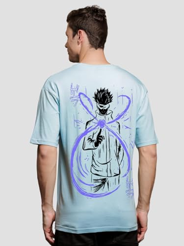 ADRO Oversize T Shirt for Men | Drop Shoulder Cotton T Shirt | Anime Oversize T-Shirt | Luffy T Shirt Gear 5| Trendy Front and B