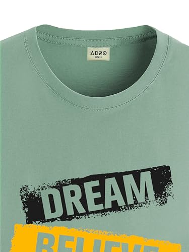 ADRO Men's Solid Regular Fit T-Shirt (RN24-DBA-PT_Pista