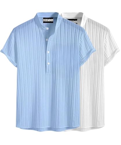 Deemoon Combo Of MenS Polyster Kurta With Mandarin Collar, Half Placket Buttons, Front Pocket | Half Sleeves | Soft & Breathabl