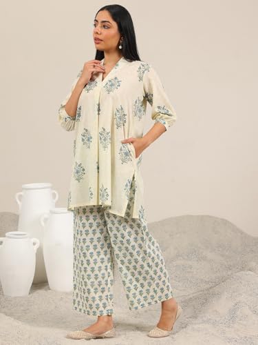 Libas WomenS Cotton Blend Kurta Set (400348H_Blue