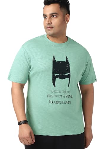 Bewakoof Air 1.0 Official DC Merchandise Batman Mens Graphic Printed Regular Fit Half Sleeve Round Neck Cotton Slub Plus Size T