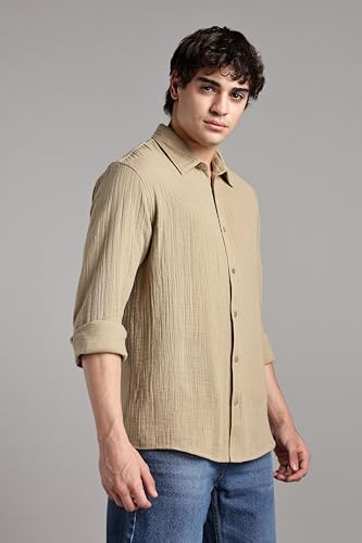 Fyltr MenS Regular Fit Shirt (Fylss25Ms-1419_Malibu Beige