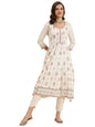 rangita Off White Rayon Calf Length Printed Flared Kurti for Women | Kurta for Women