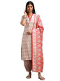 Libas Womens Printed Silk Blend Straight Kurta With Salwar And Dupatta