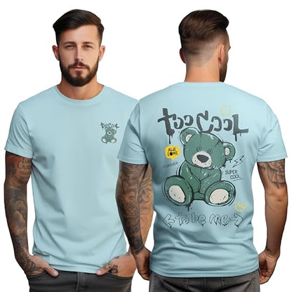Peppyzone Mens Regular Fit T-Shirt (PZ-RT-Teddy16FB-20FB_Sky Blue2