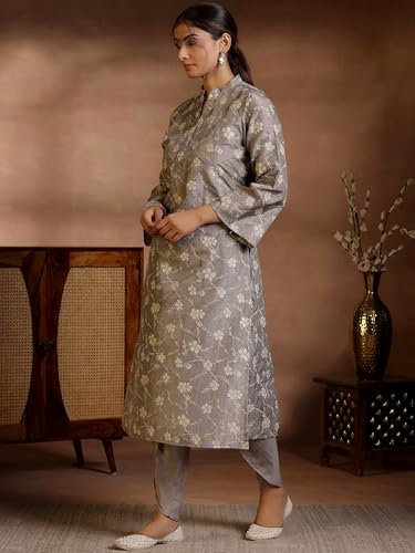 Libas Womens Printed Silk Blend Straight Kurta With Dhoti Pant