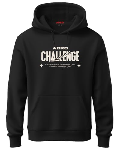 ADRO Mens Abstract Design Backside Printed Hoodies in Premium Cotton Fleece 340 GSM (H23-M-CHL-BL_Black)