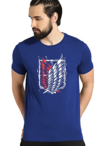 ADRO Mens Attack on Titan Cotton T-Shirt (L, Royal Blue)