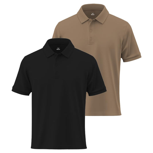 Nobero MenS Solid Regular Fit Polo Shirt (1M-Twpo-R0002-Bl_Black / Latte