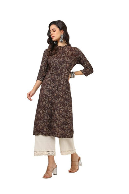 Soch Womens Brown Rayon Paisley Print Kurta