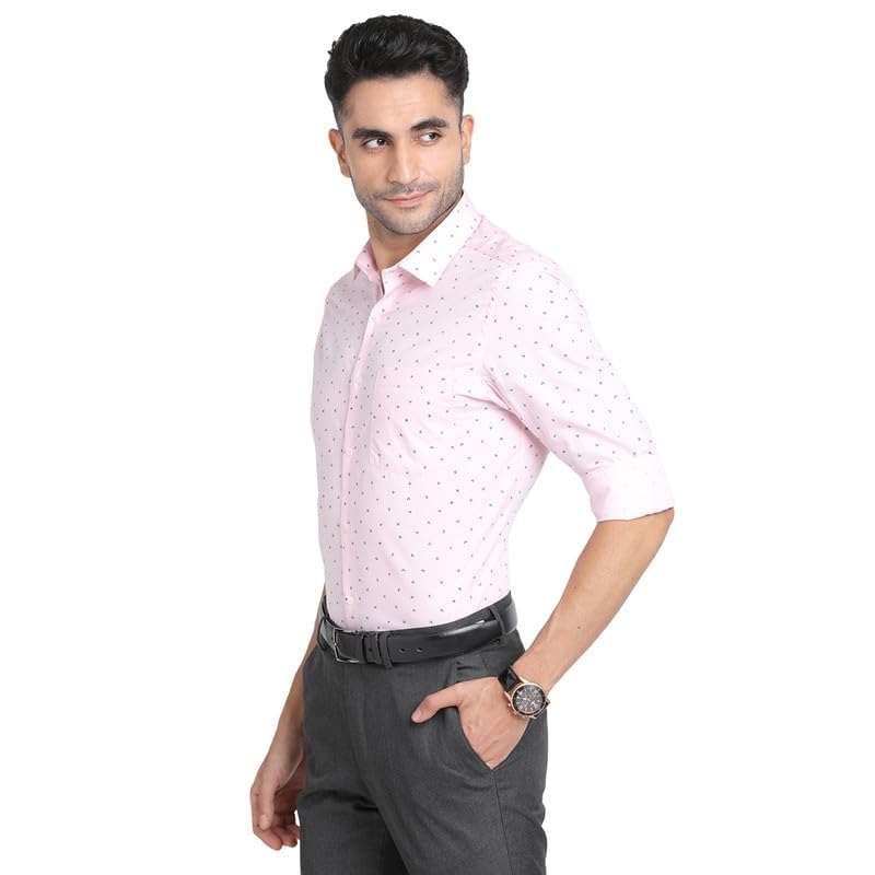 Turtle Men 100% Cotton Pink Printed Slim Fit Full Sleeve Formal Shirt
