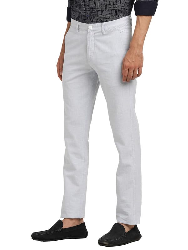 Turtle Men Cotton Linen Ulrta Slim Fit Grey Casual Trouser