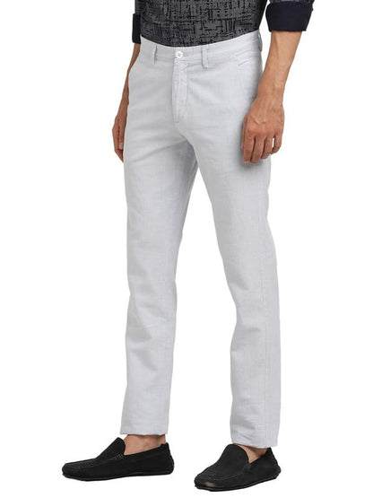 Turtle Men Cotton Linen Ulrta Slim Fit Grey Casual Trouser