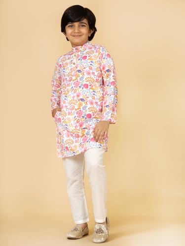 A.T.U.N. (ALL THINGS UBER NICE) Boys Rouge Floral Printed Kurta Pyjama Set