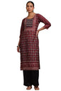 Soch WomenS Muslin Botanical Regular Kurta (Ews5Ku61253_Maroon